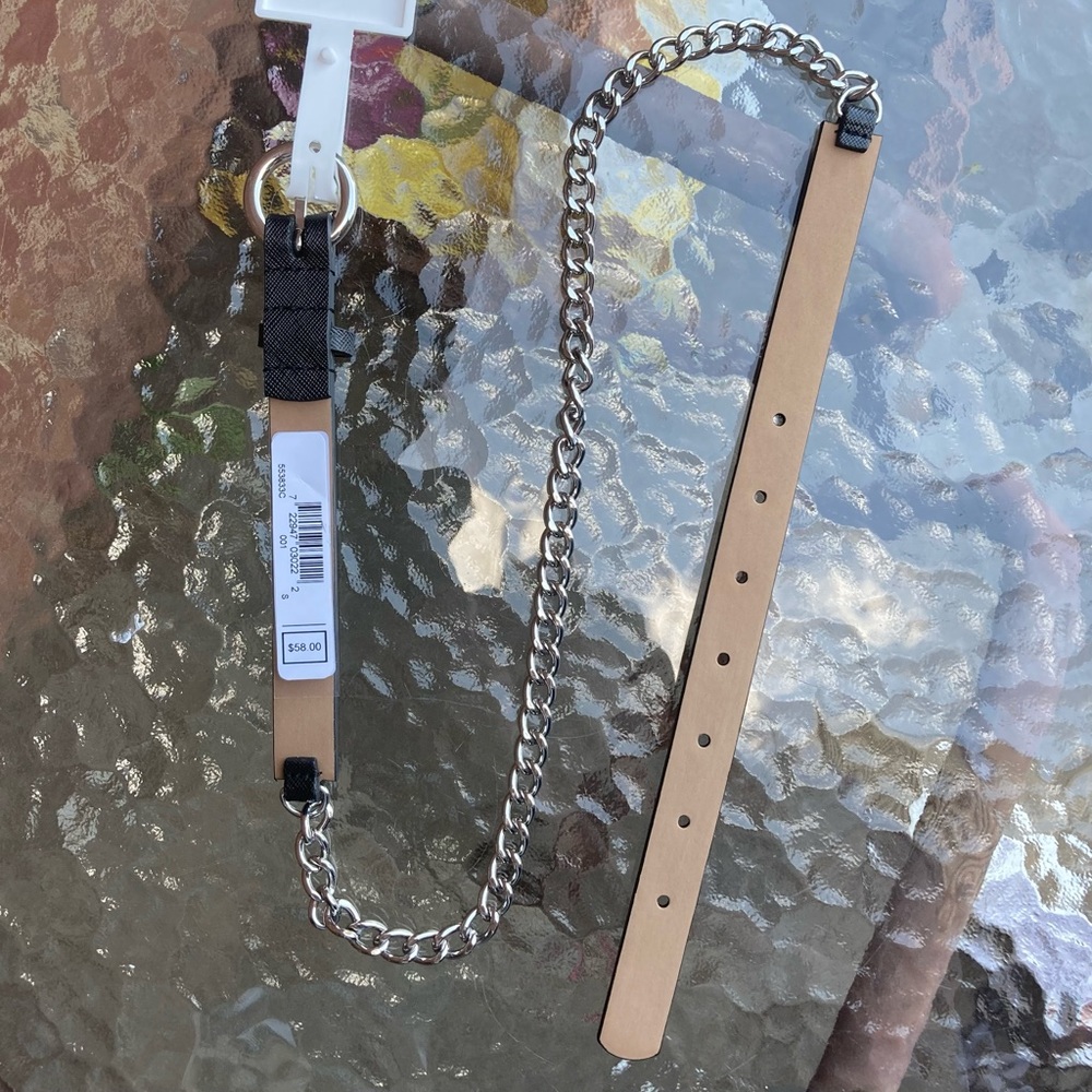 Michael Kors Black Silver Chain Belt New NWT - Picture 2 of 5